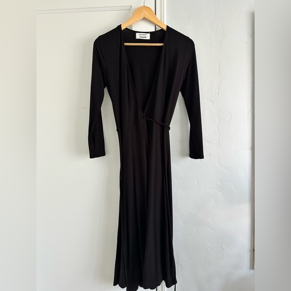 Reformation Jeans Maurie Wrap Midi Dress in Black   Sz: XS - Picture 11 of 14